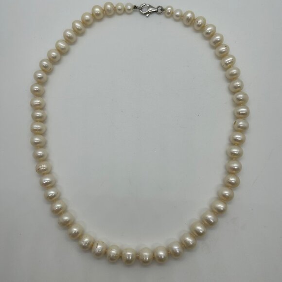 Cultured Pearl Necklace With Sterling Silver Lobster Clasp 18" Freshwater - Picture 6 of 14